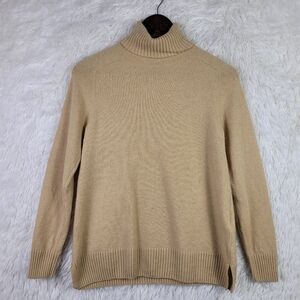 Massimo Dutti Womens M Tan Wool & Cashmere Turtleneck Sweater Quiet Luxury